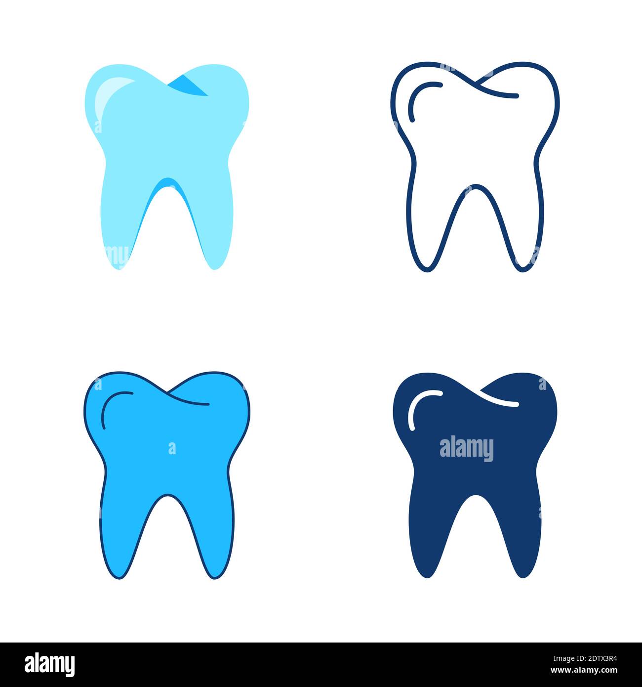 Tooth icon set in flat and line style. Stomatology outline symbol ...