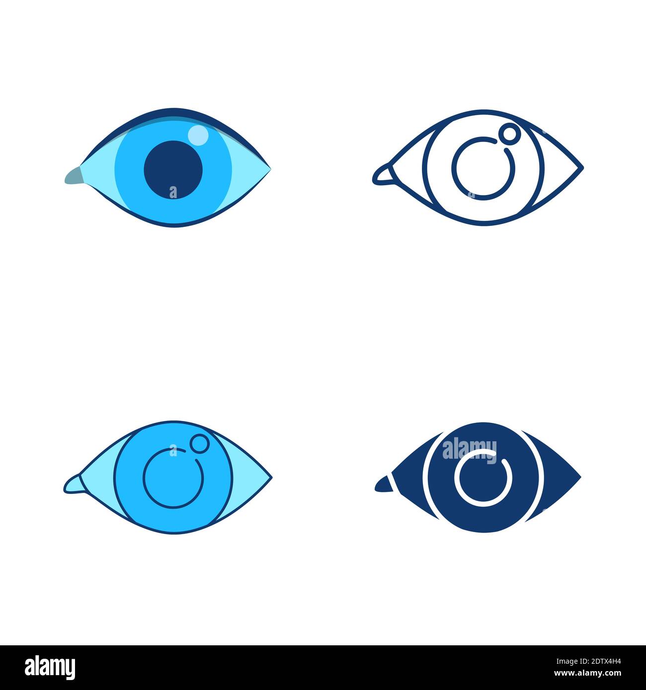Eye icon set in flat and line style. Human sense organ symbol. Vector ...