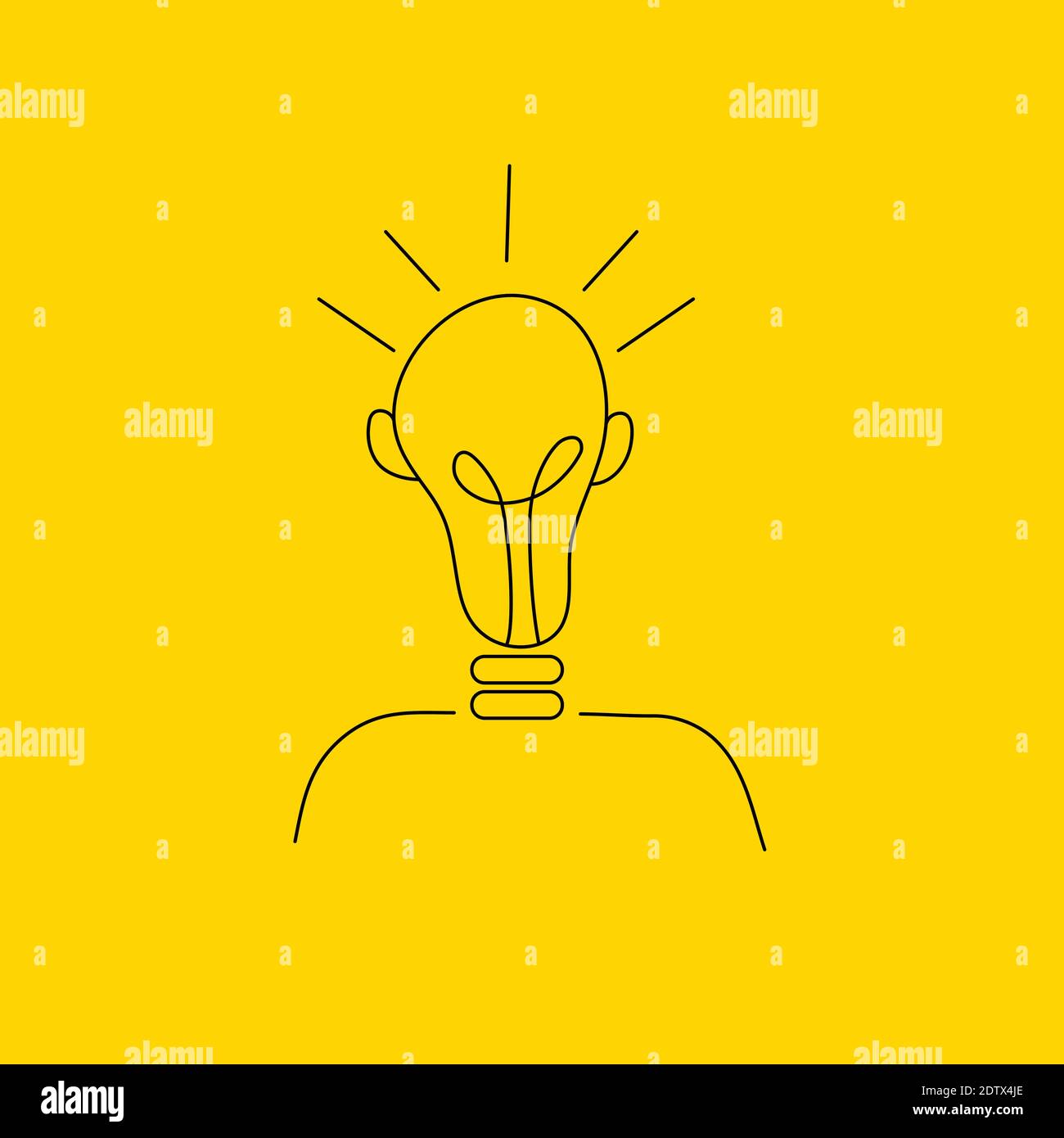 Man with light bulb for head Stock Vector