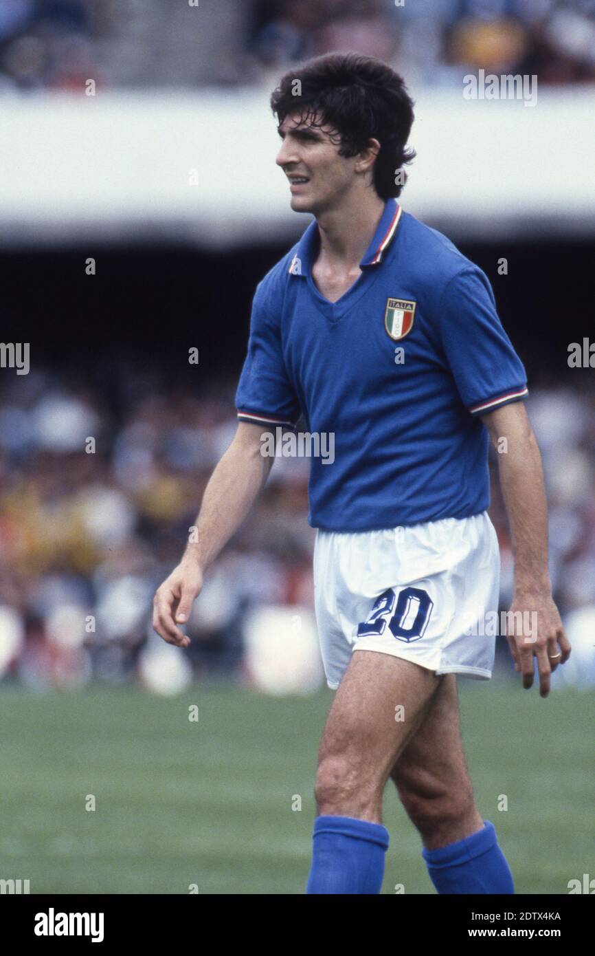 Paolo ROSSI, Italy, national soccer player, half figure, half figure, here at the Soccer World Cup 1982 Spain. Â | usage worldwide Stock Photo