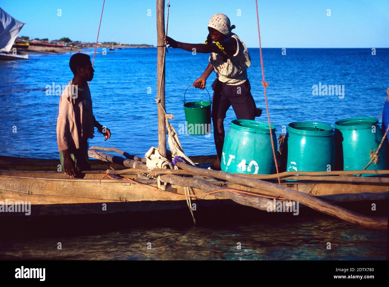 Delivering Fresh Water or Drinking Water to Anakao & Other Coastal Communities Lacking Water Sources on the south-west Coast of Madagacar south of Tulear or Toliara Stock Photo