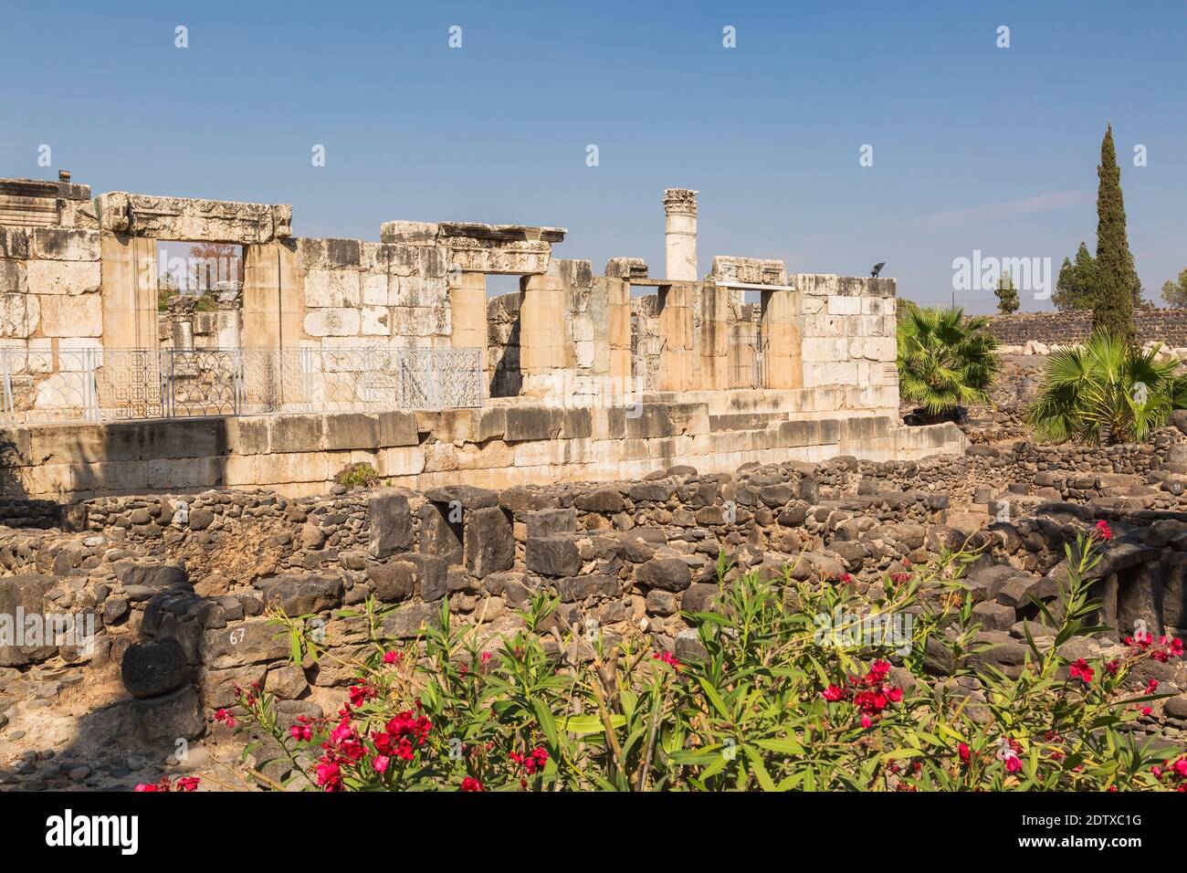 Old ruins of The White Synagogue and ancient Capernaum, Sea of Galilee ...