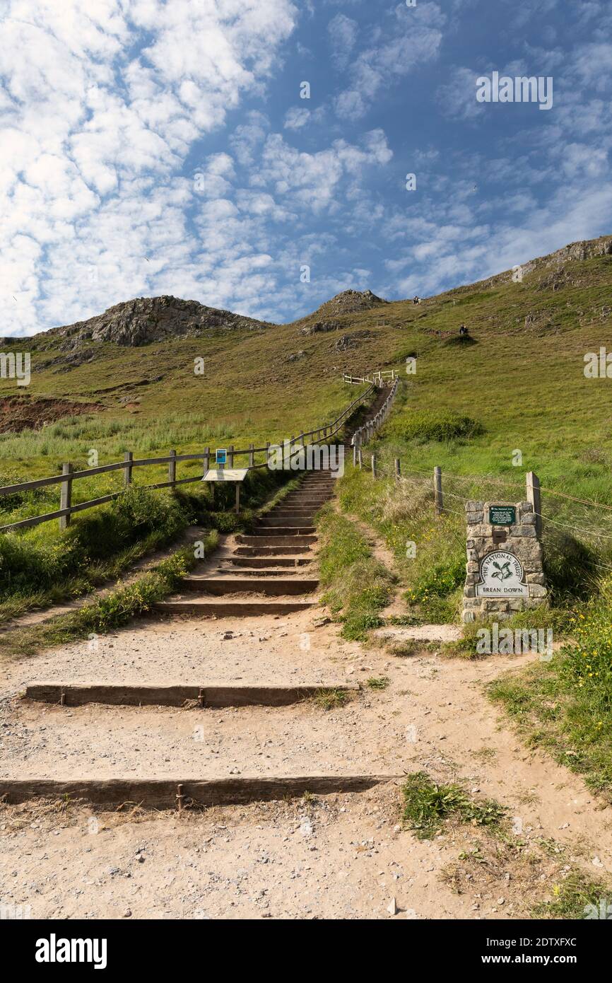 Brean Down steps, Somerset, England, UK Stock Photo