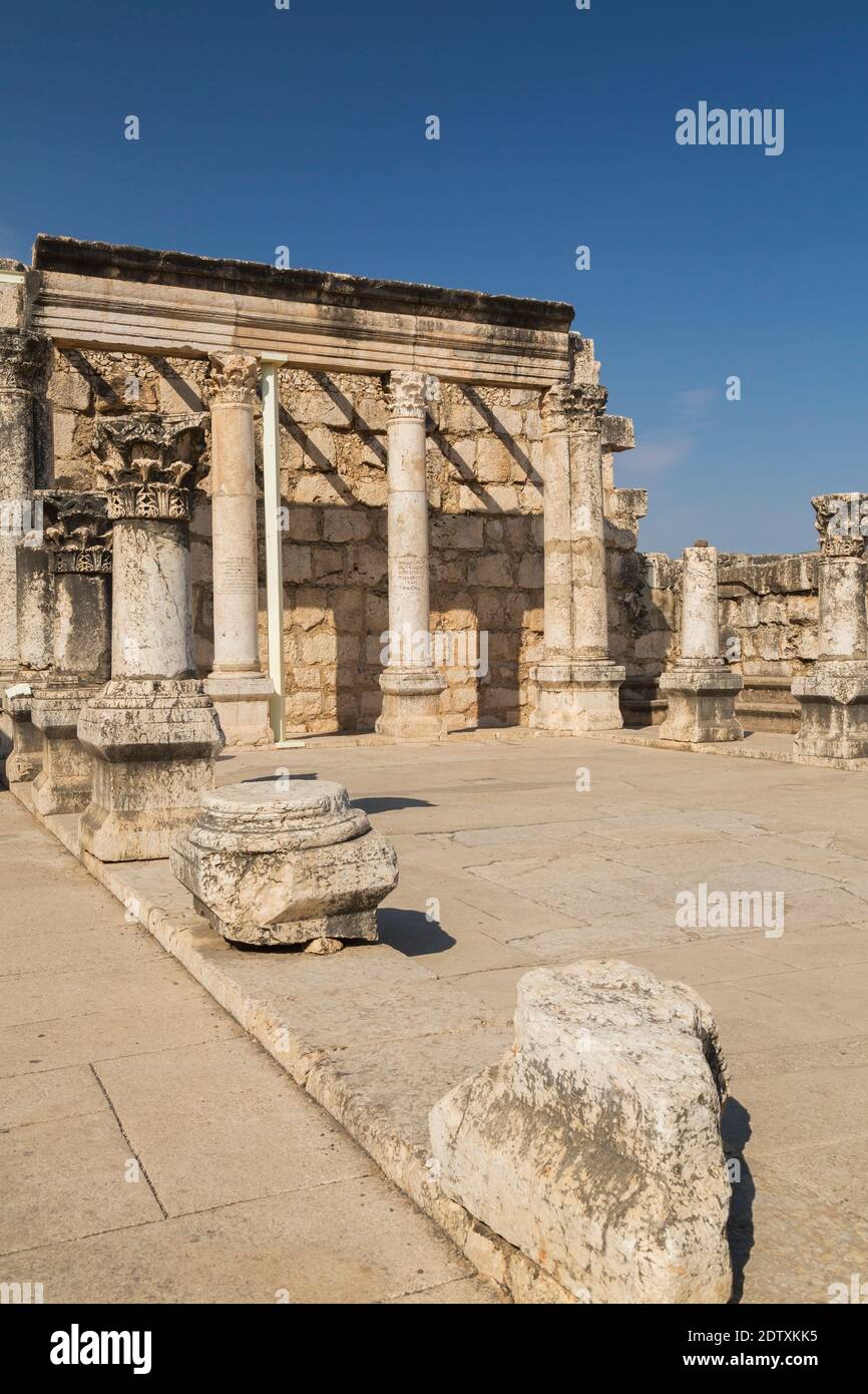 Old ruins of The White Synagogue, Capernaum, Sea of Galilee region ...