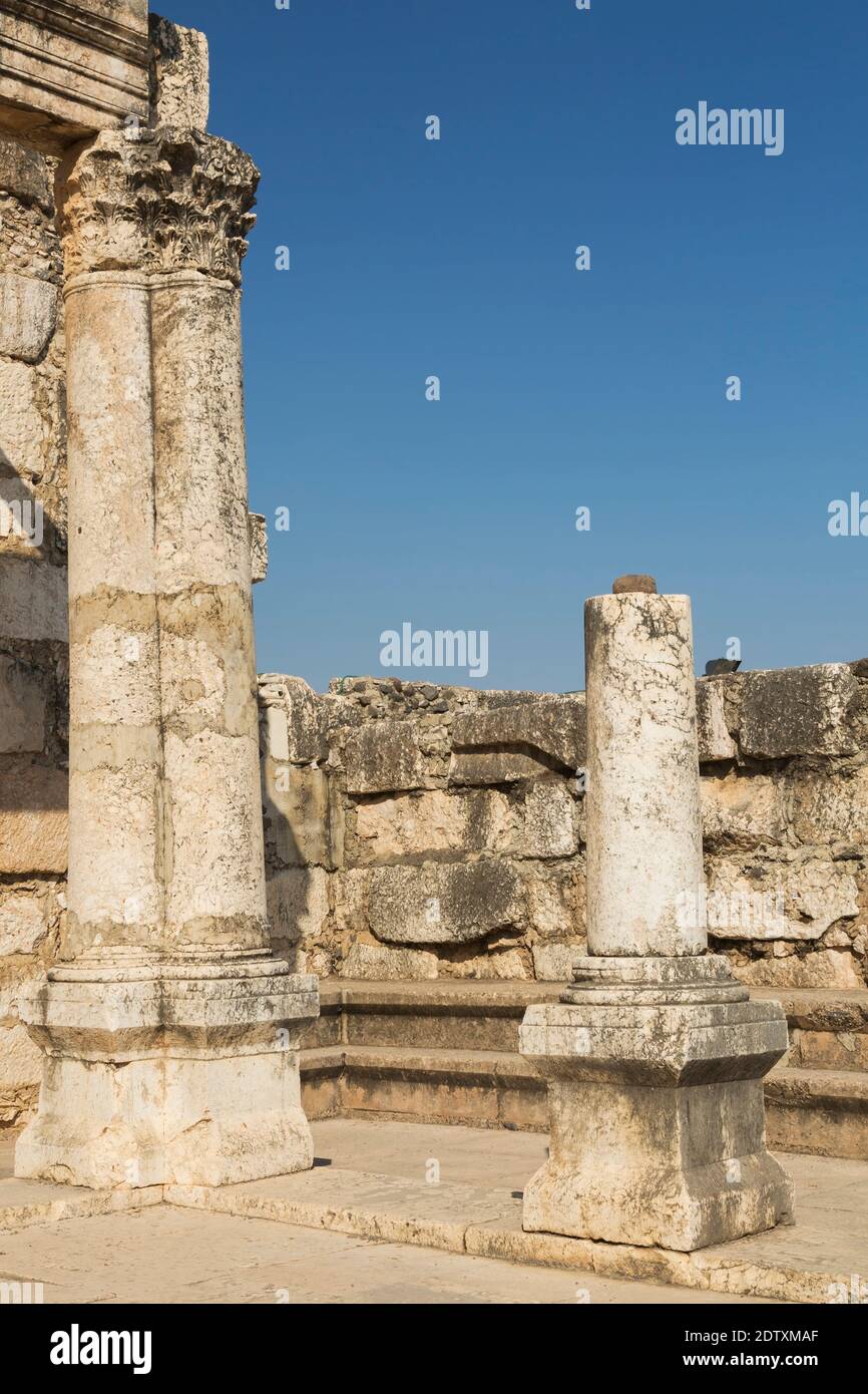 Old ruins of The White Synagogue, Capernaum, Sea of Galilee region ...