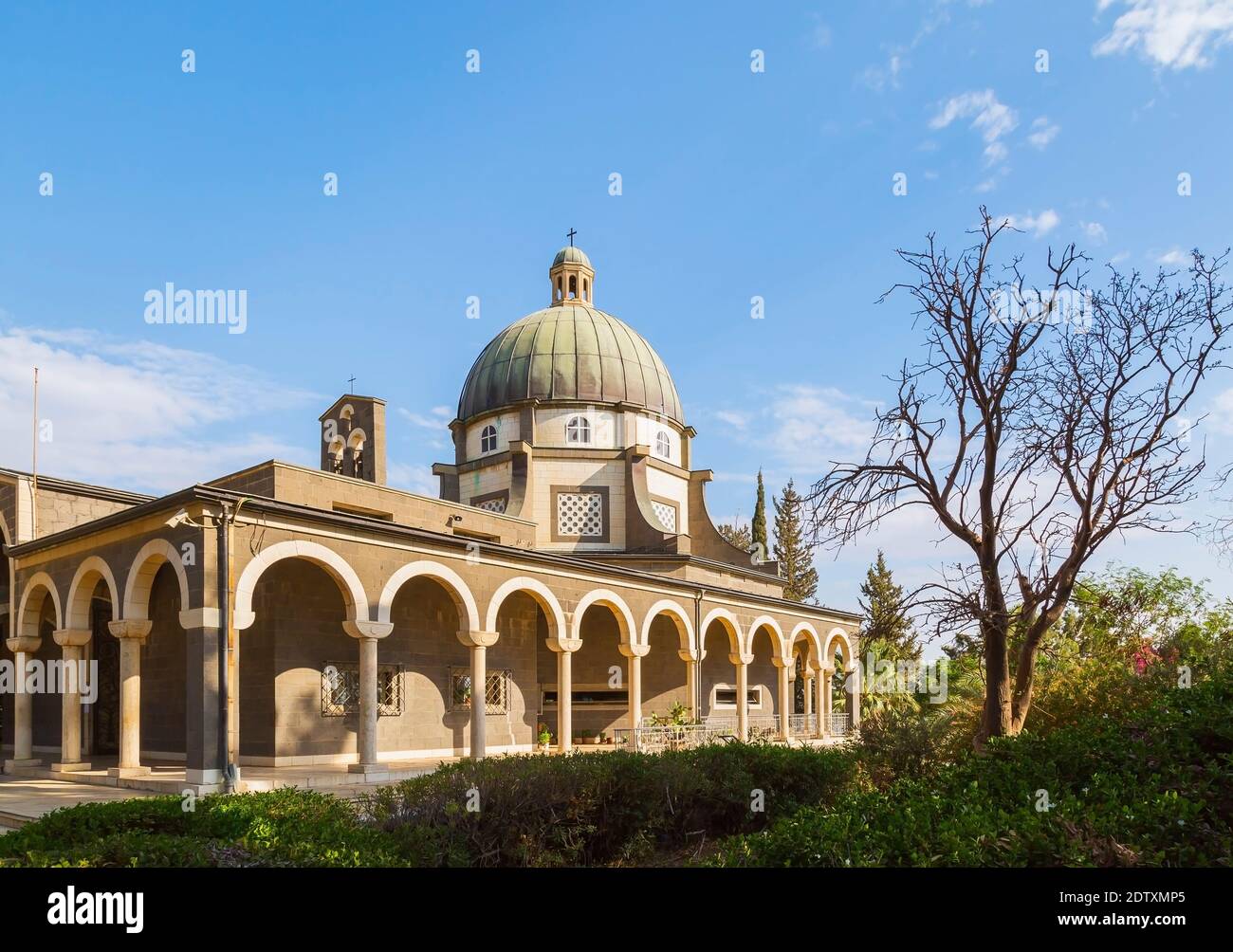 The Church of the Beatitudes on the Mount of Beatitudes, Sea of Galilee region, Israel Stock Photo