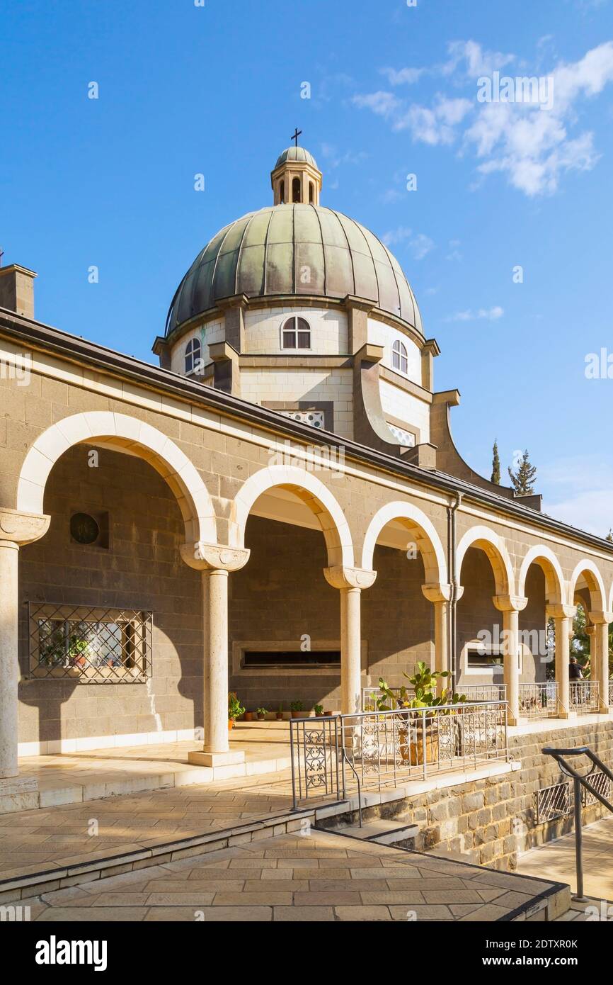 The Church of the Beatitudes on the  Mount of Beatitudes, Sea of Galilee region, Israel Stock Photo