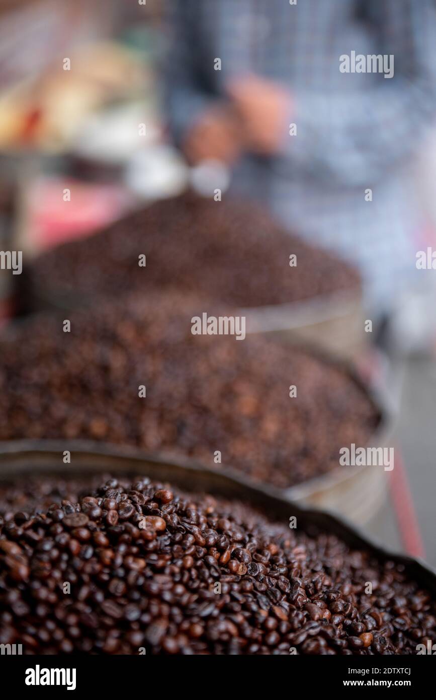 Coffee beans in containers Stock Photo Alamy