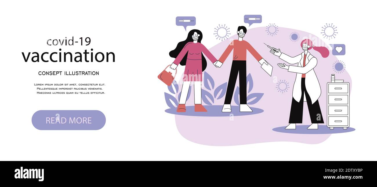 Modern vector flat illustration of vaccination. Stock Vector