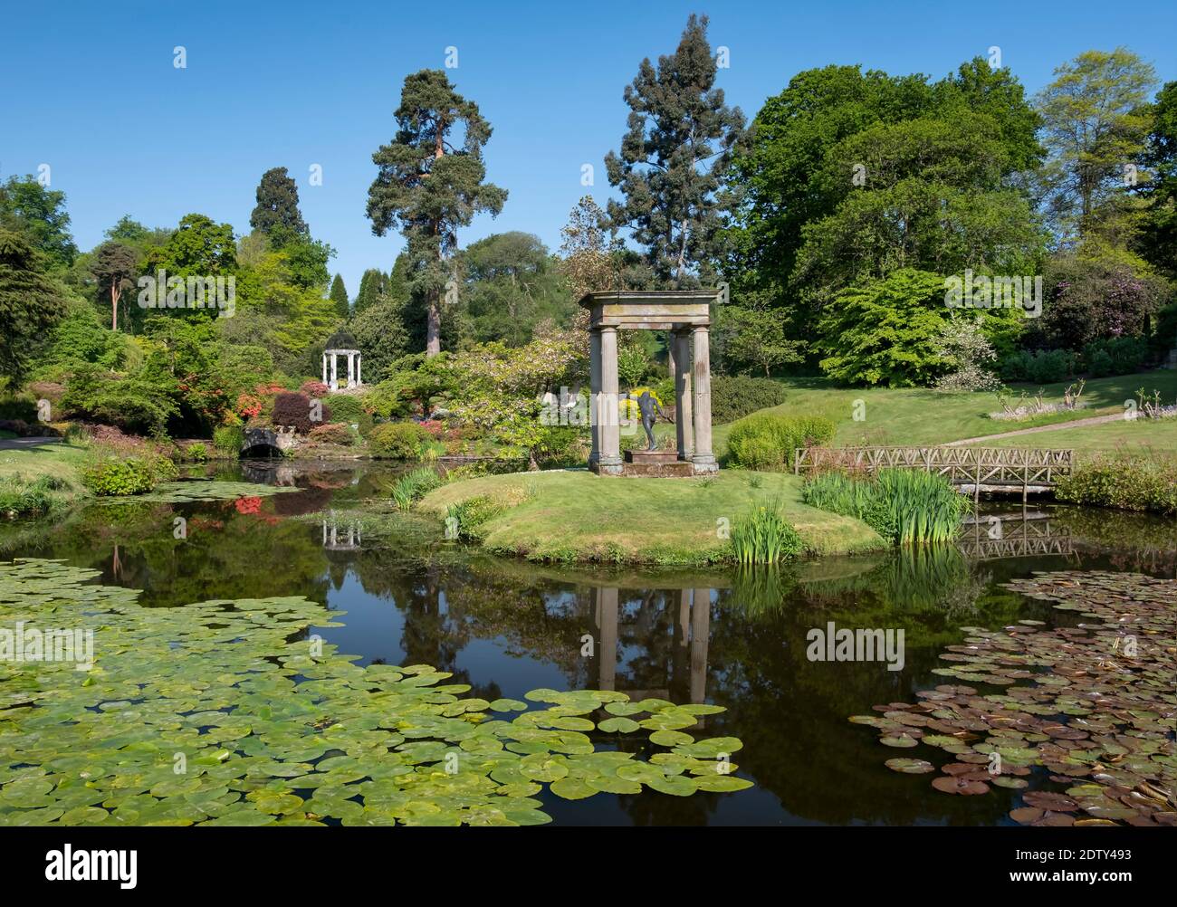The Temple Garden in spring, Cholmondeley Castle, Cholmondeley, Cheshire, England, UK Stock Photo