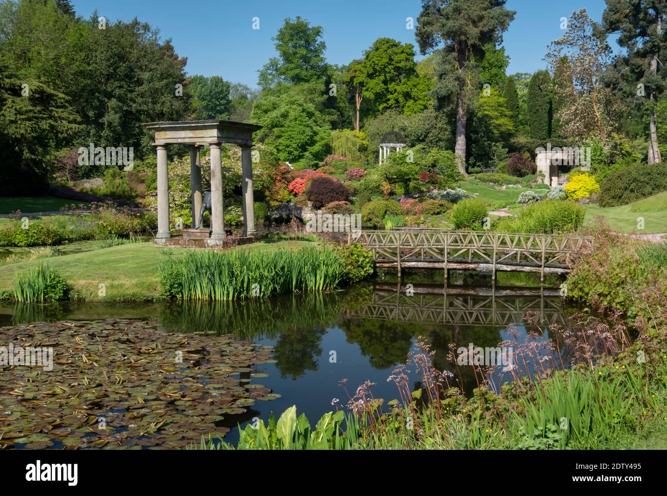 The Temple Garden in spring, Cholmondeley Castle, Cholmondeley, Cheshire, England, UK Stock Photo