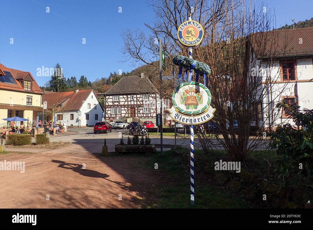 Rottweiler, Germany - April 7, 2018: Typical beer garden sign Stock Photo