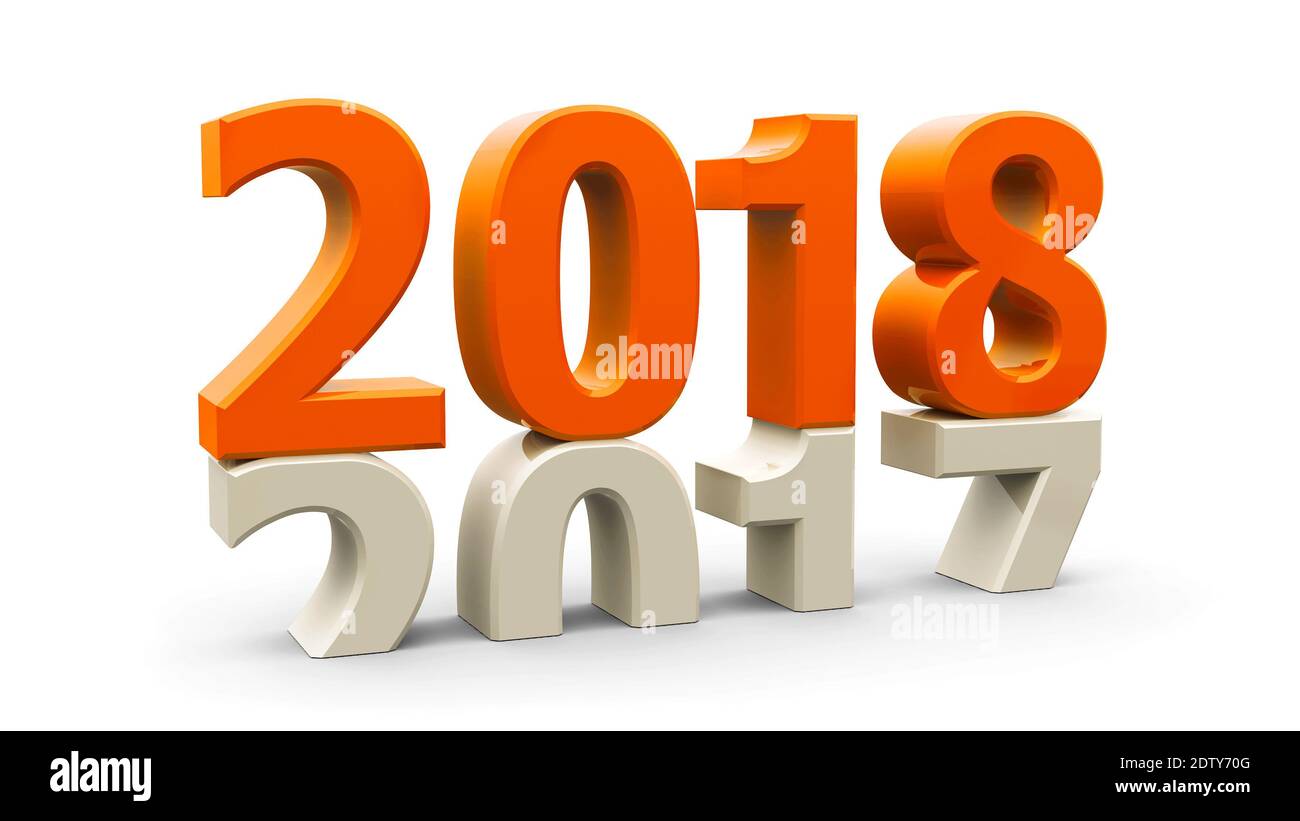 2017-2018 change represents the new year 2018, three-dimensional rendering, 3D illustration Stock Photo
