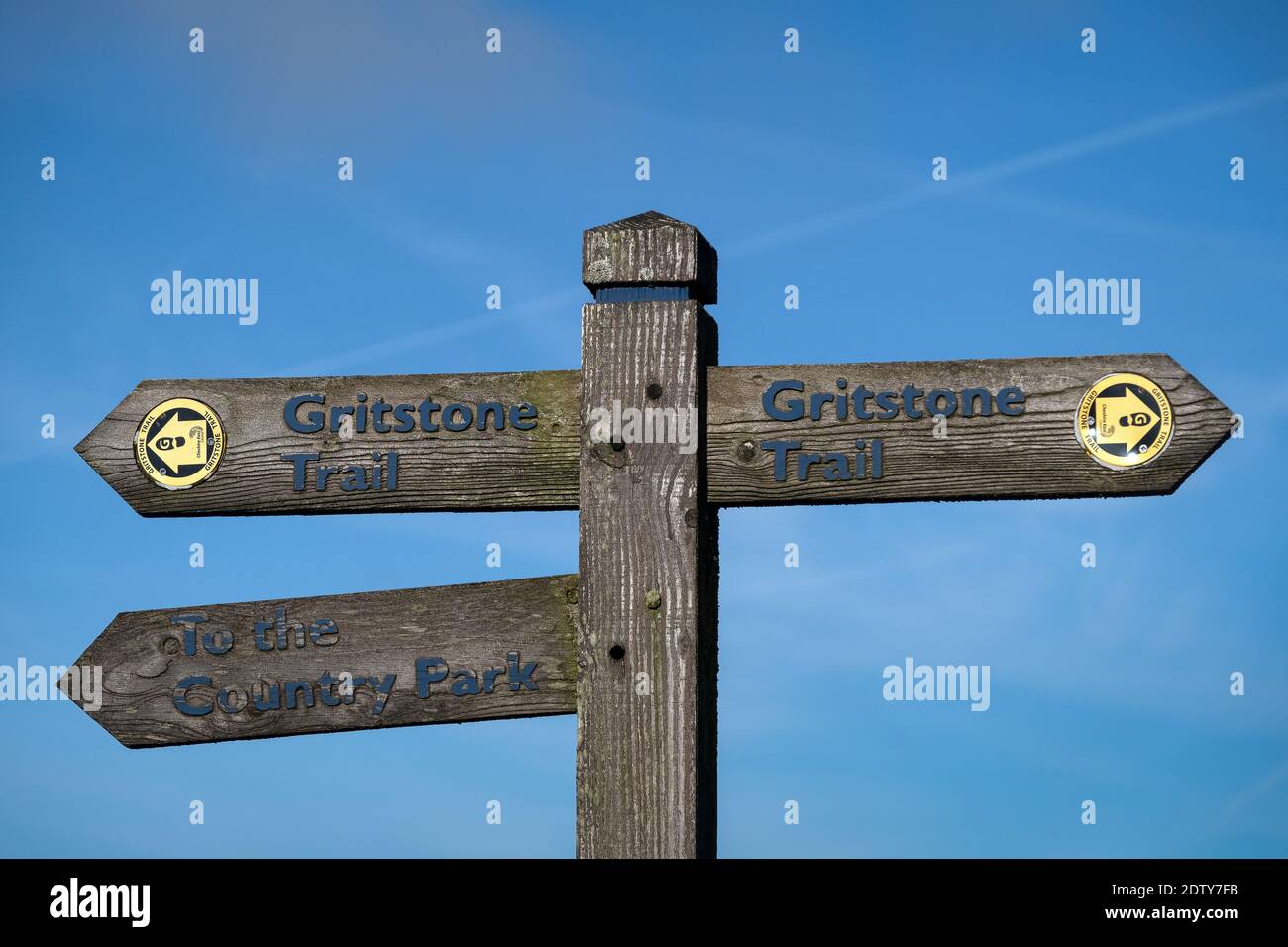 Gritstone Trail Signpost, Cheshire, England, UK Stock Photo