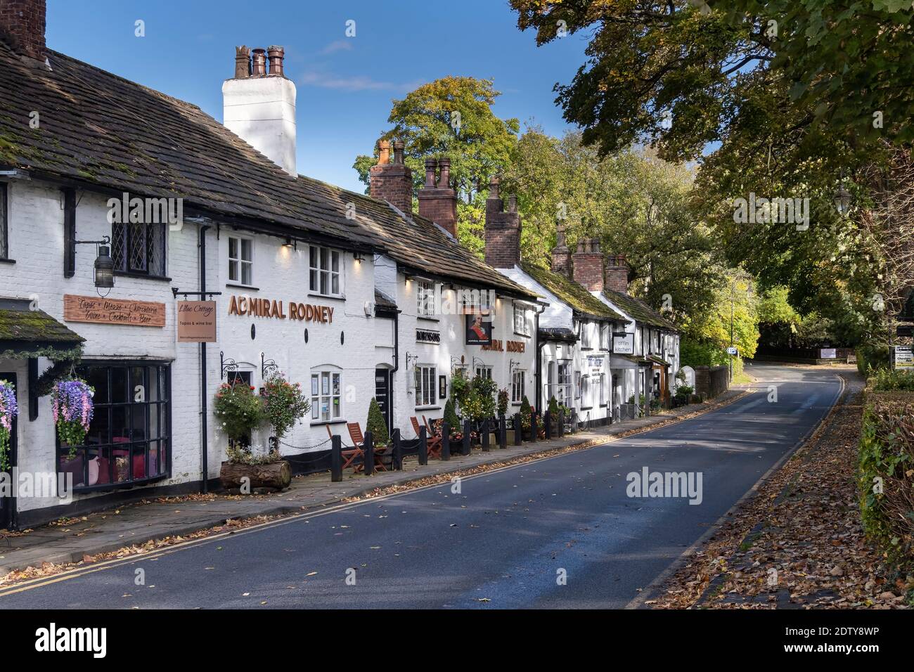 Prestbury Village in autumn, Prestbury, Cheshire, England, UK Stock Photo