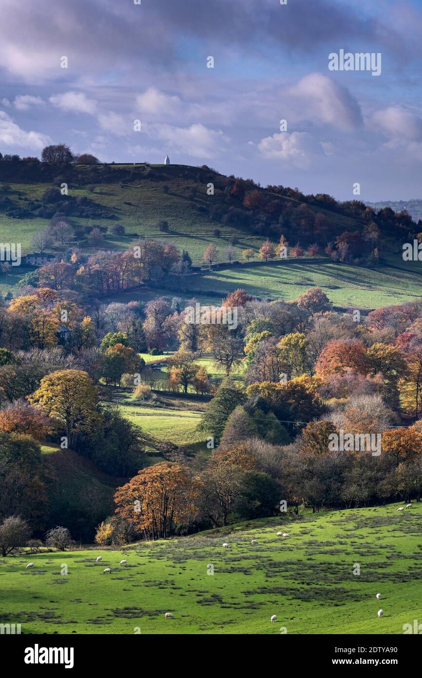 White Nancy and Kerridge Hill in autumn, Bollington, Cheshire, England