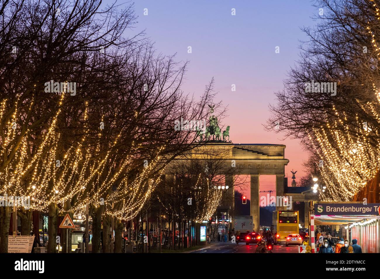 Brandenburg Gate at Christmas, 2020 Stock Photo