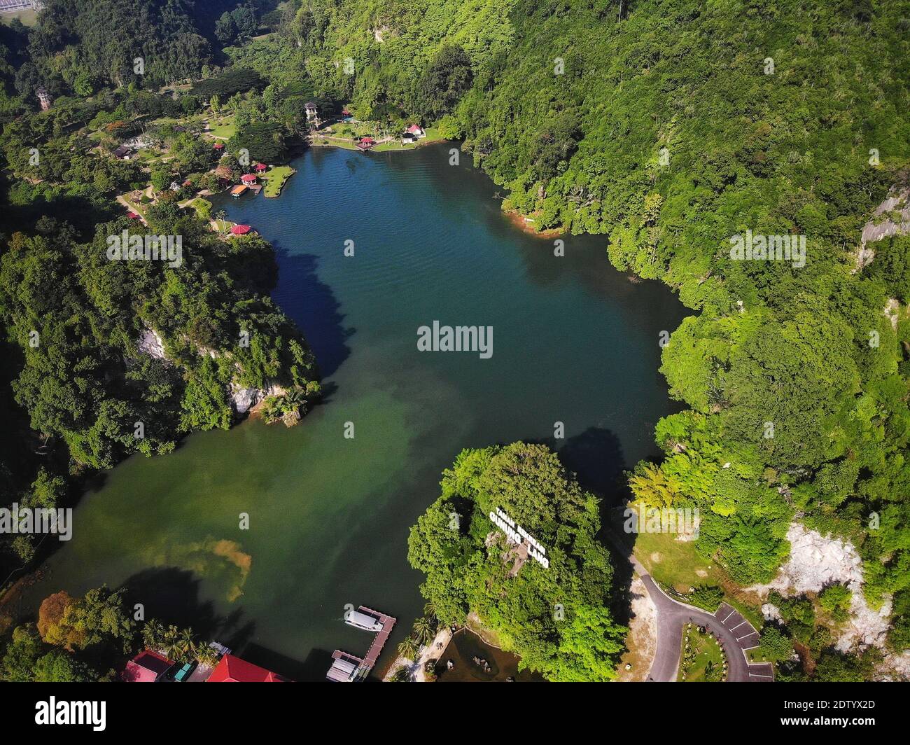 Aerial View Of Green Landscape And Lake Stock Photo - Alamy