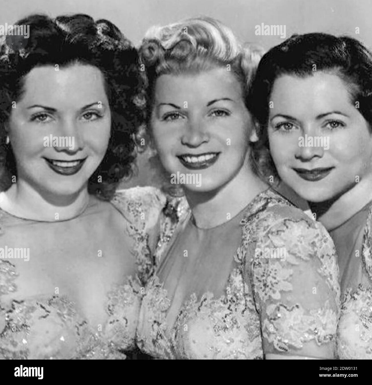 THE FONTANE SISTERS Promotional photo of American vocal group about 1955. From left: Geri, Marge, Bea. Their actual surname was Beale. Stock Photo