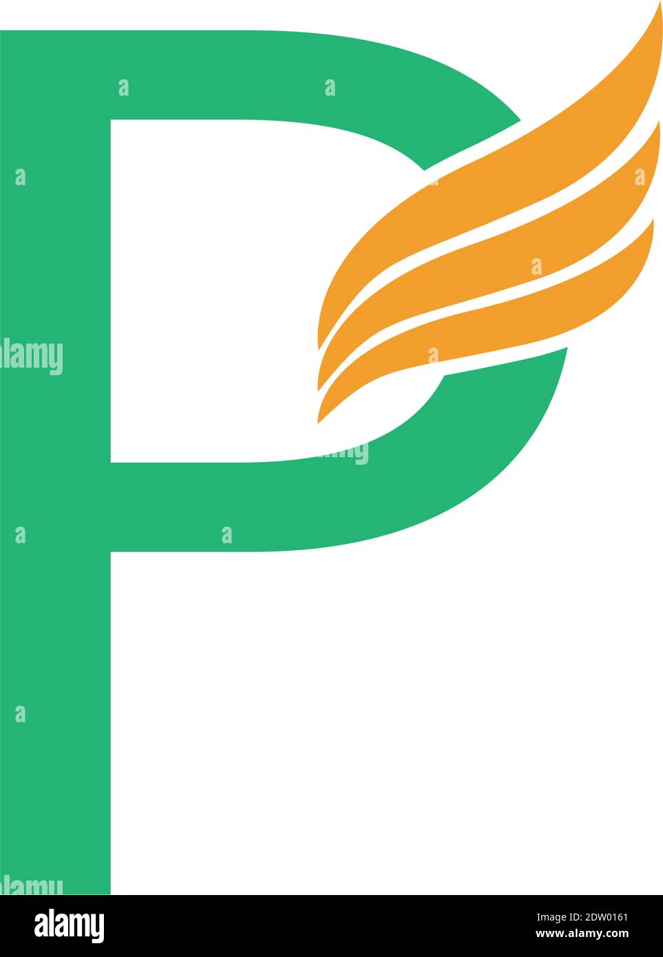Letter P logo with wing icon design concept illustration Stock Vector ...