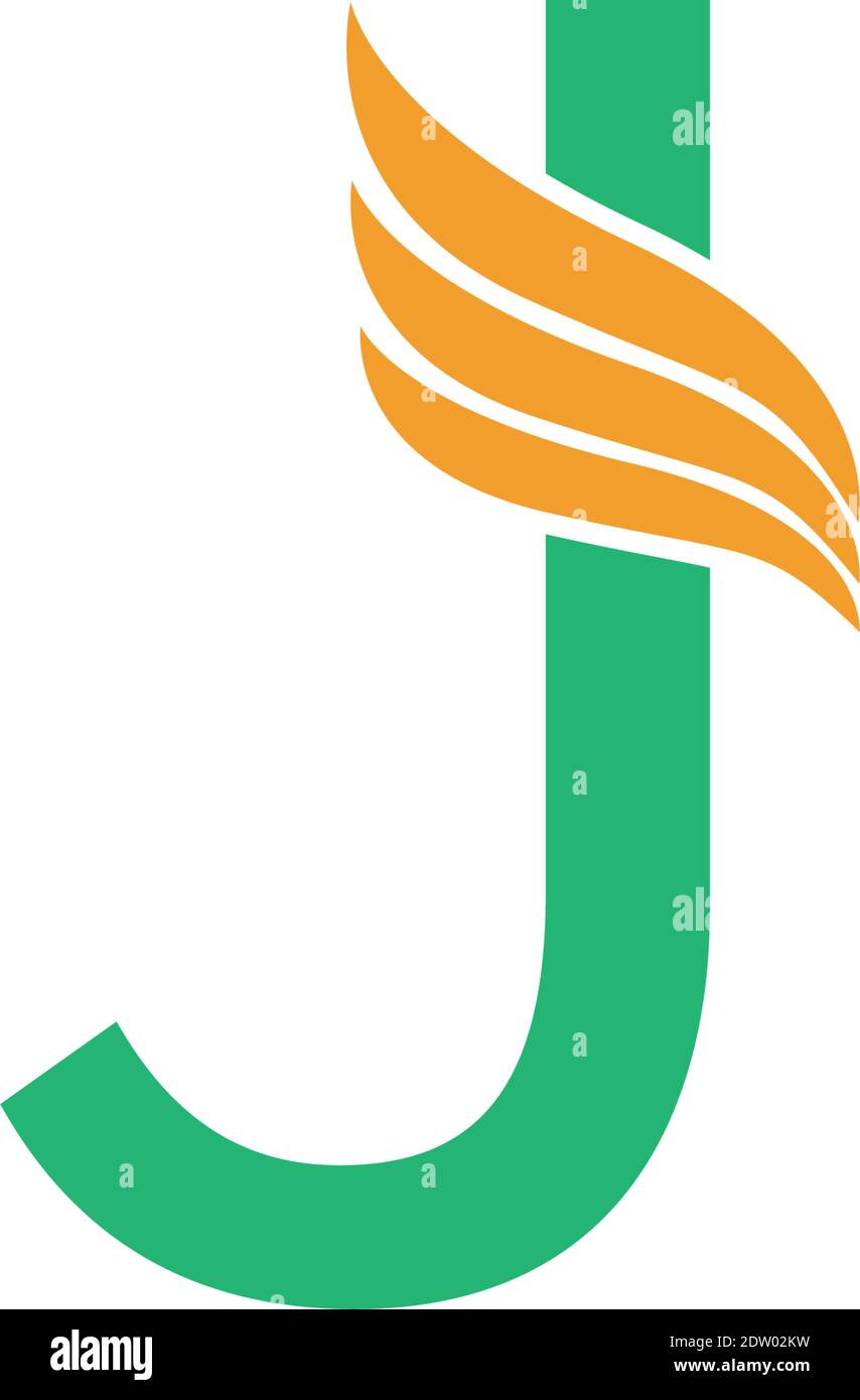 Letter J logo with wing icon design concept illustration Stock Vector ...