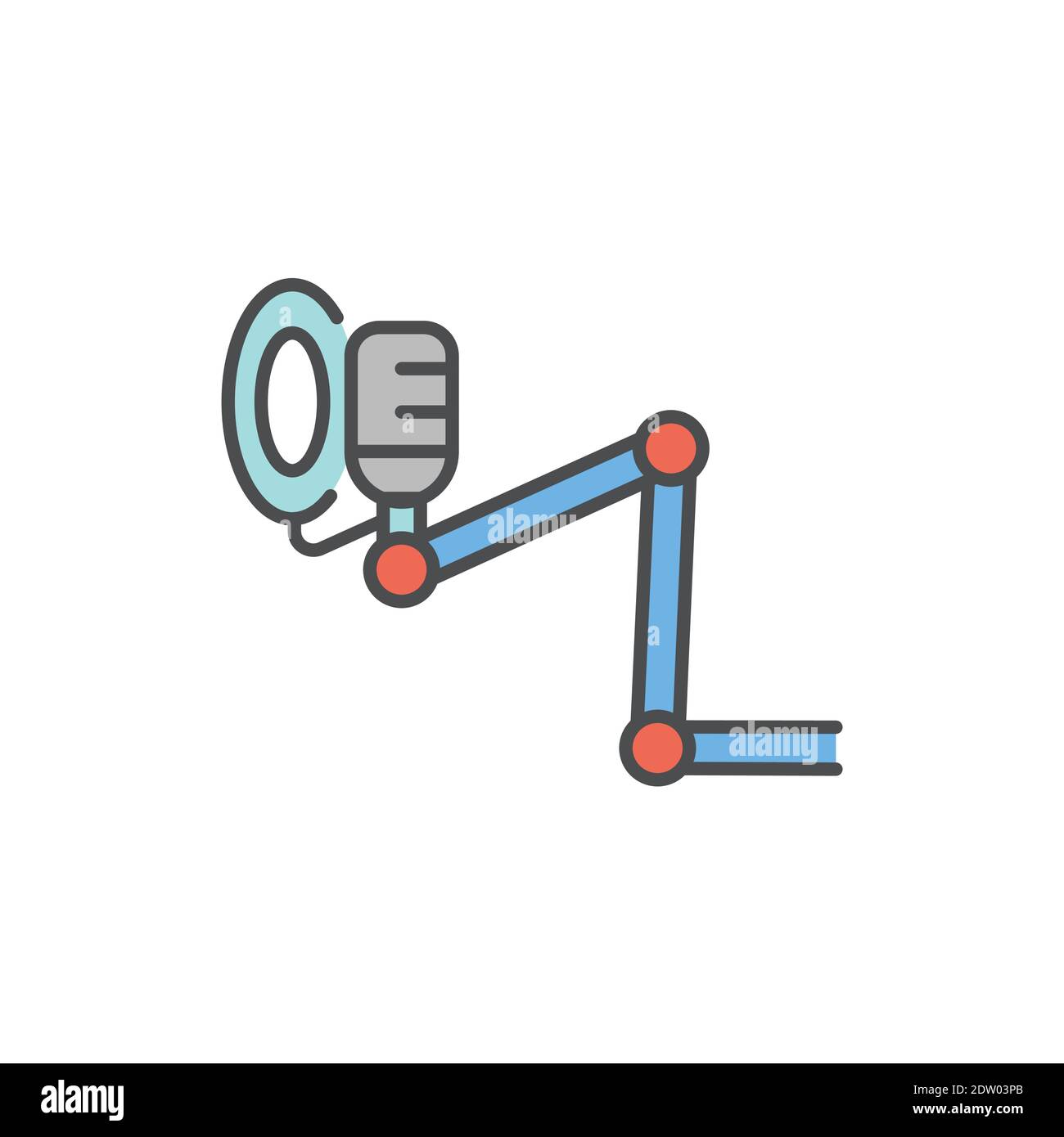 Podcast microphone color line icon. Editable stroke. Stock Vector