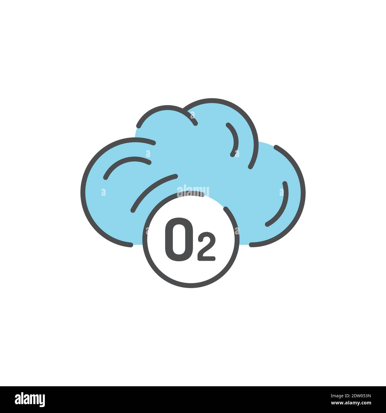 Cloud with air color line icon. Editable stroke. Stock Vector