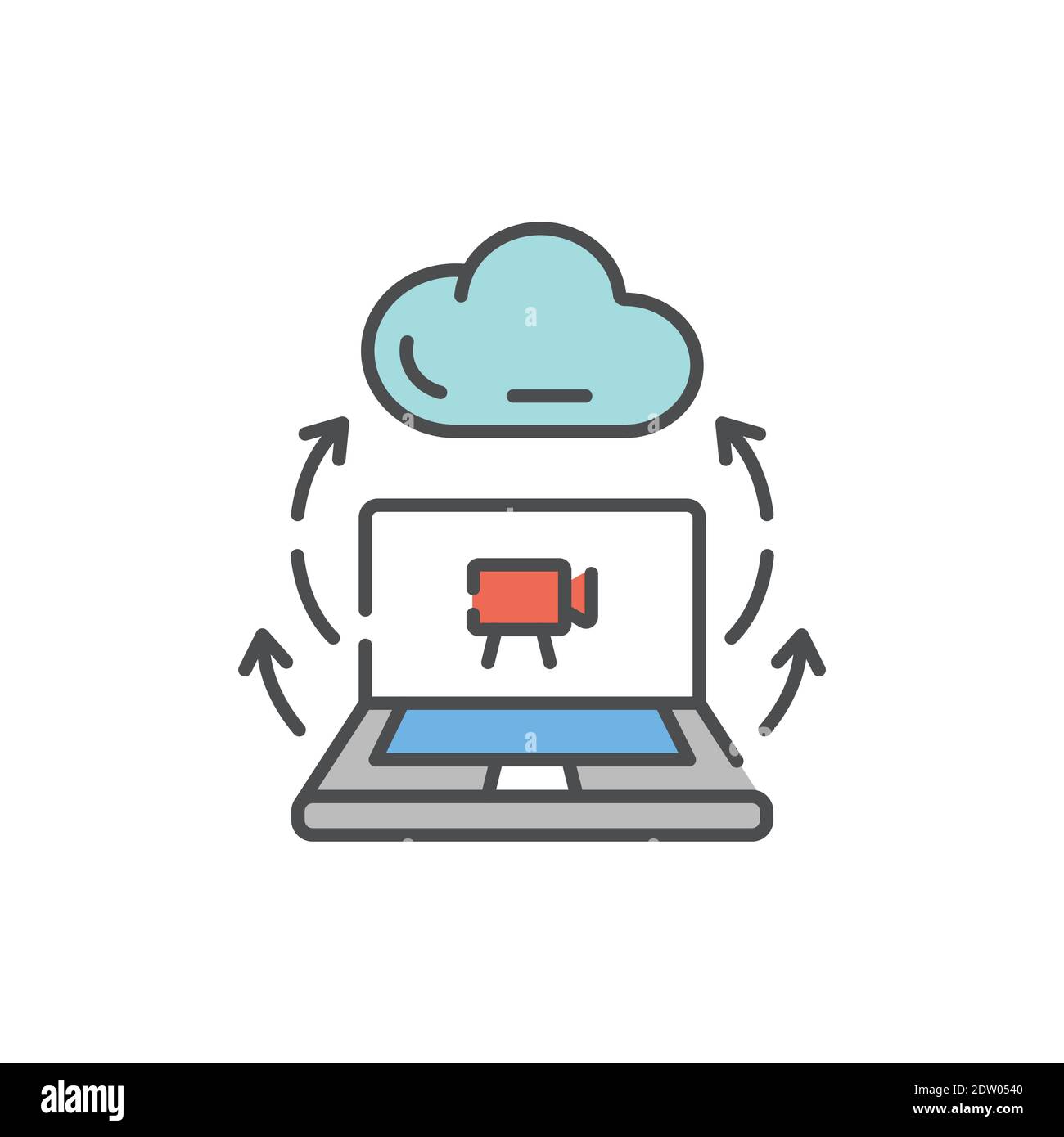 Podcast storage color line icon. Editable stroke. Stock Vector