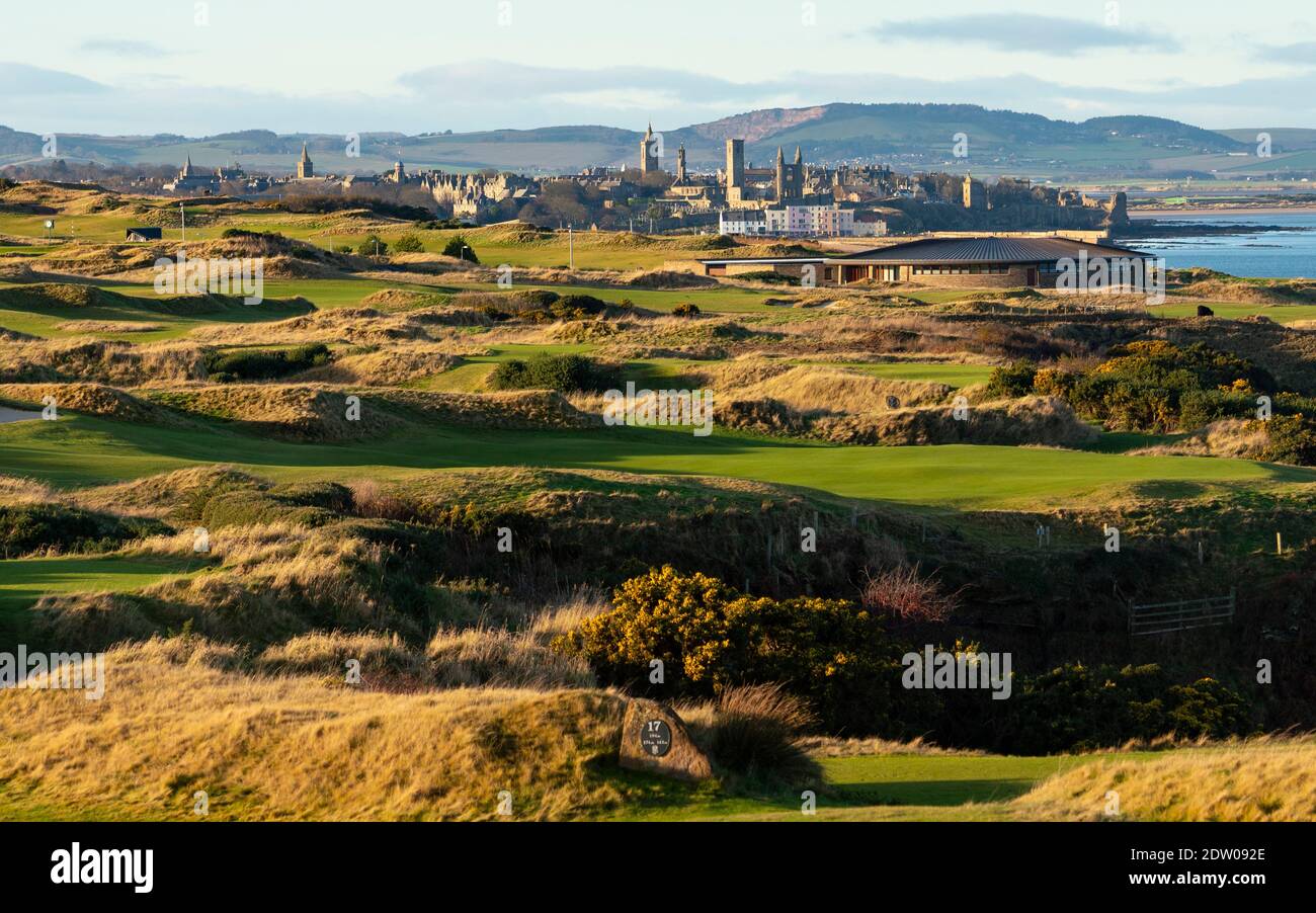 Winter afternoon view of The Castle Course golf links outside St