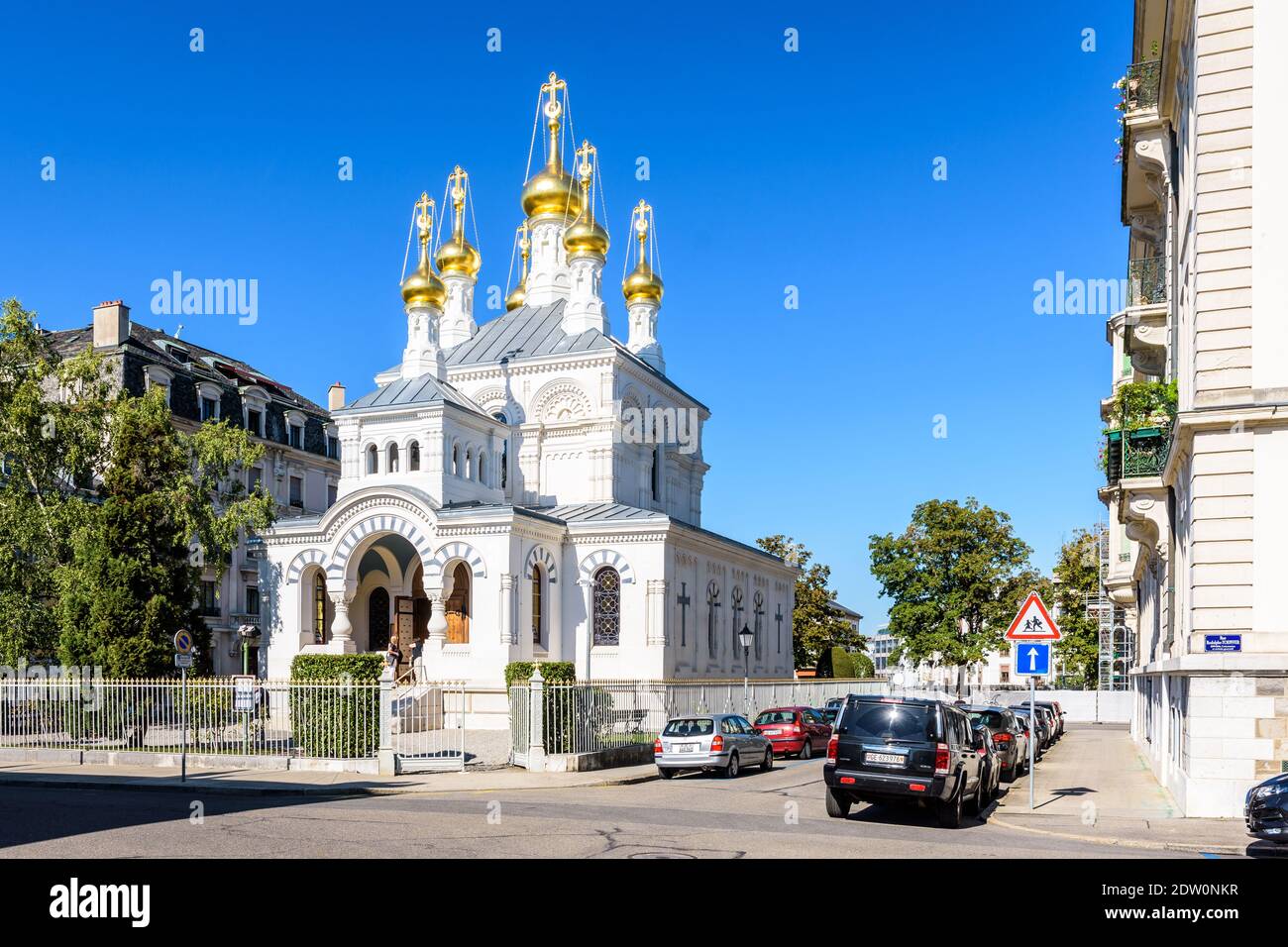 The Russian Church of Geneva, named Cathedral of the Exaltation of the Holy Cross. Stock Photo