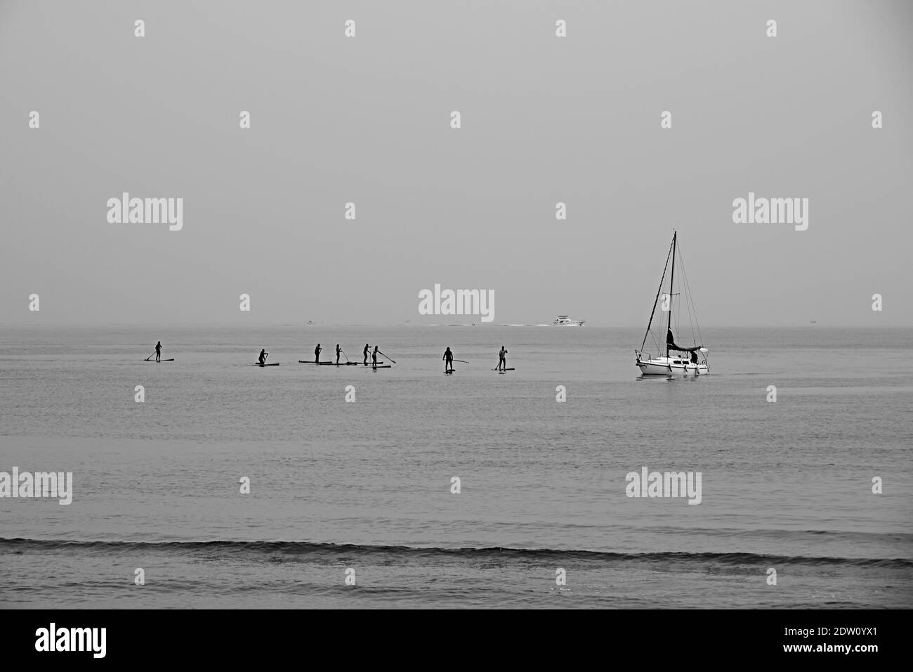 Adult beach group Black and White Stock Photos & Images - Alamy