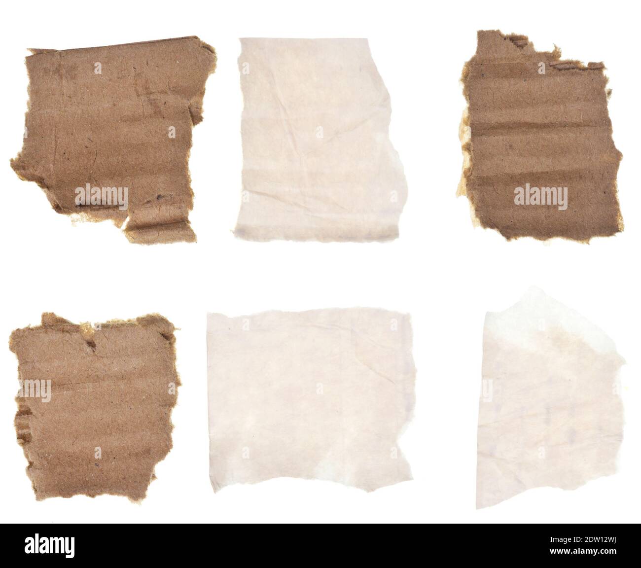 Pieces of cardboard and paper on white background Stock Photo - Alamy