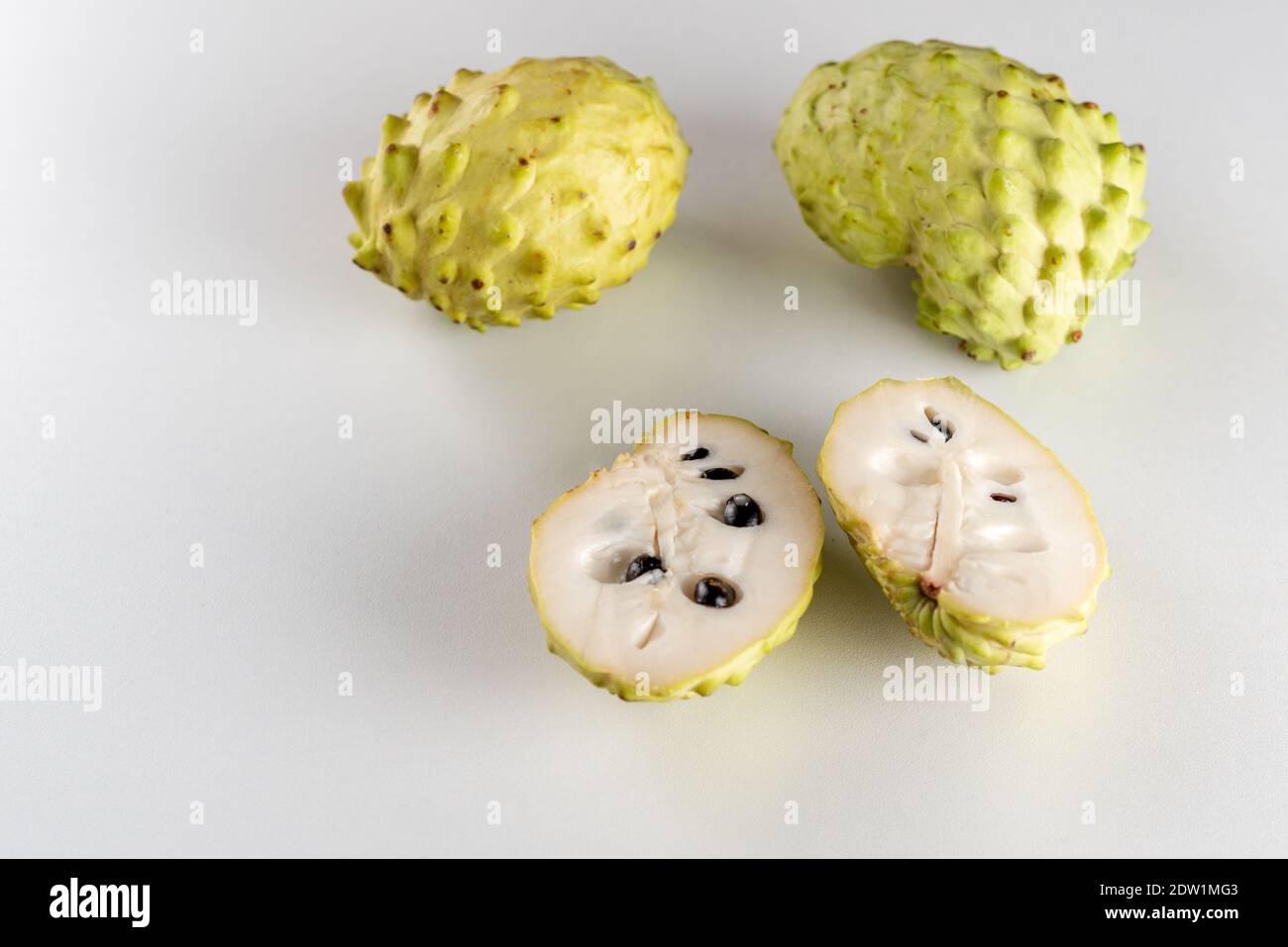 Annona, Custard Apple, Cherimoya, Sugar Apple. Set of Fresh Whole and