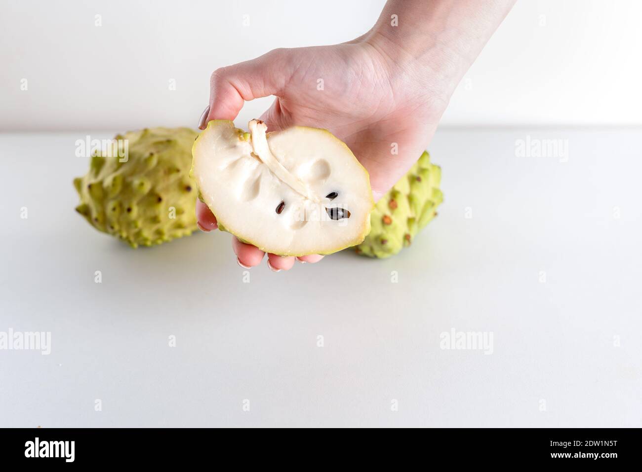 Annona, Custard Apple, Cherimoya, Sugar Apple. Woman Hands Holding ...
