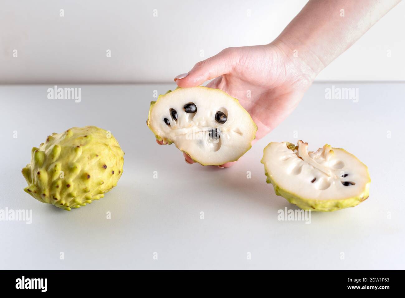 Annona, Custard Apple, Cherimoya, Sugar Apple. Woman Hands Holding ...