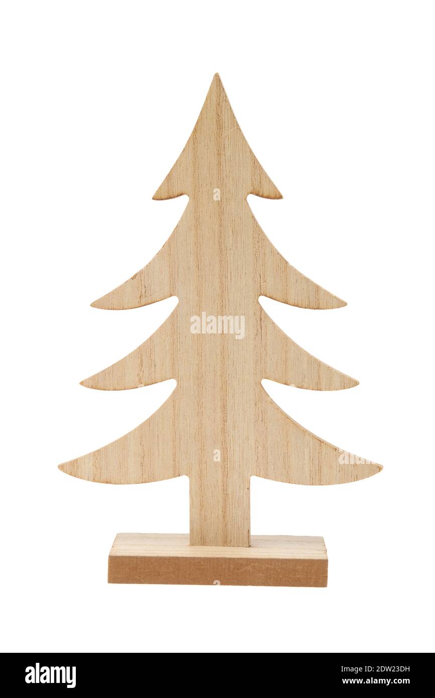 Wooden Christmas tree isolated on white background Stock Photo - Alamy