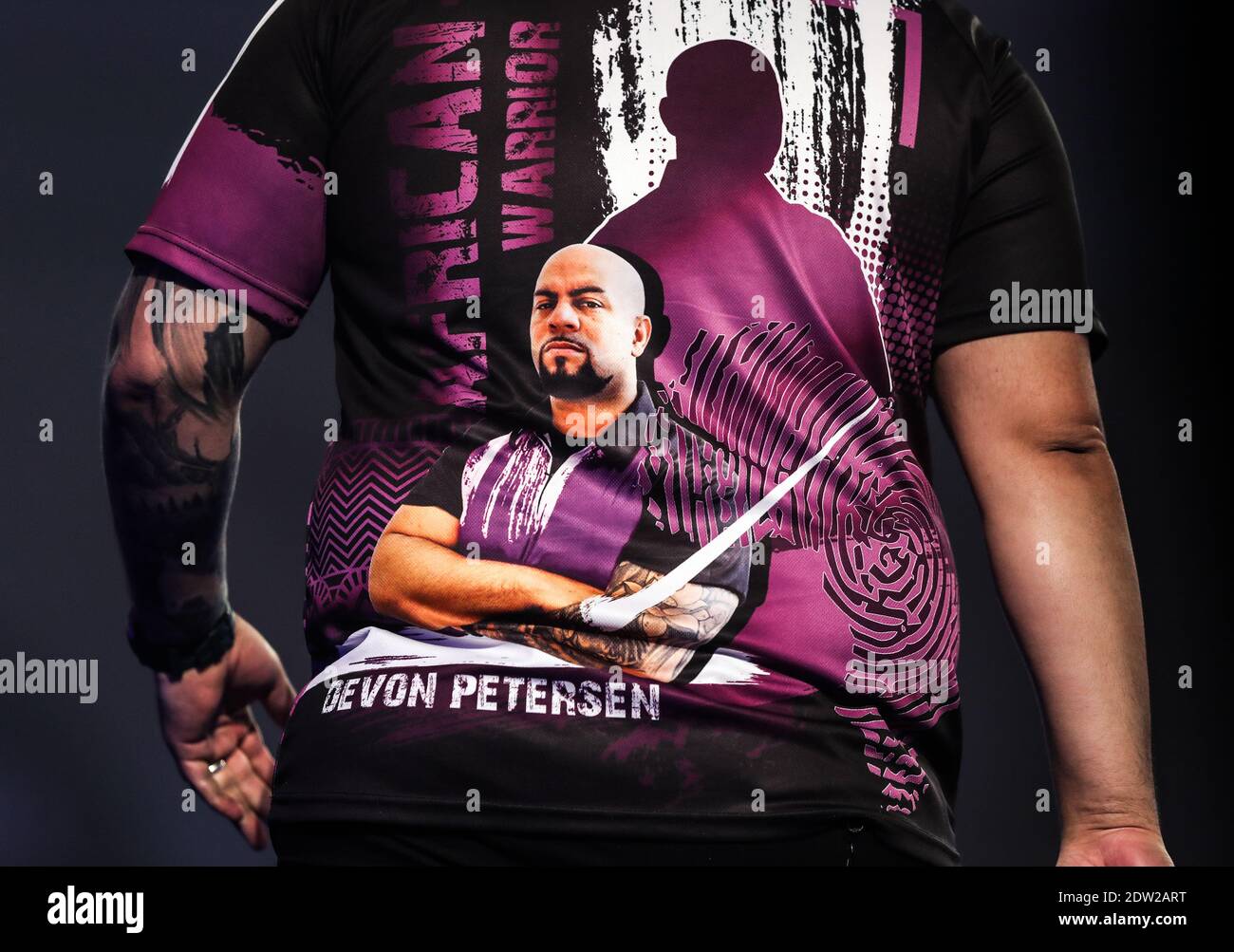 A general view of Devon Petersen's match t-shirt during day eight of the  William Hill World Darts Championship at Alexandra Palace, London Stock  Photo - Alamy