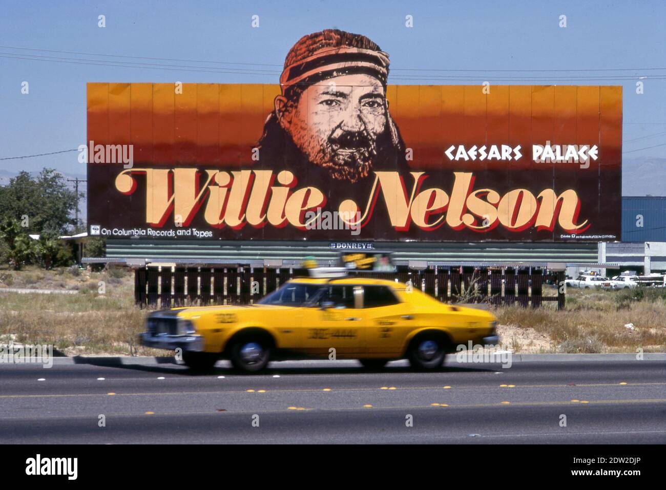 Billboard promoting Willie Nelson appearance at Caesar's Palace in Las Vegas, Nevada circa 1970s Stock Photo