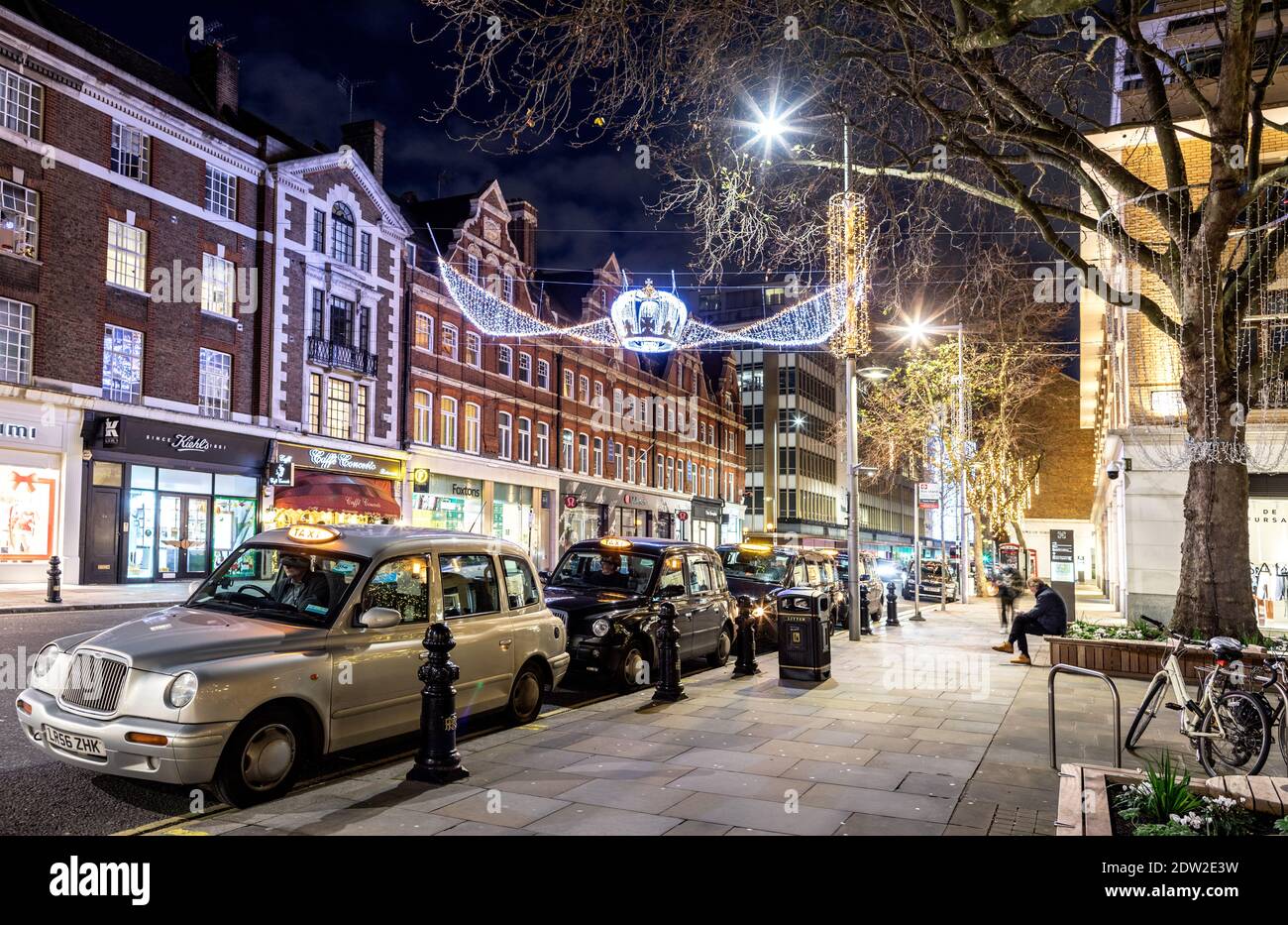 Christmas in The Kings Road at Night London UK Stock Photo Alamy
