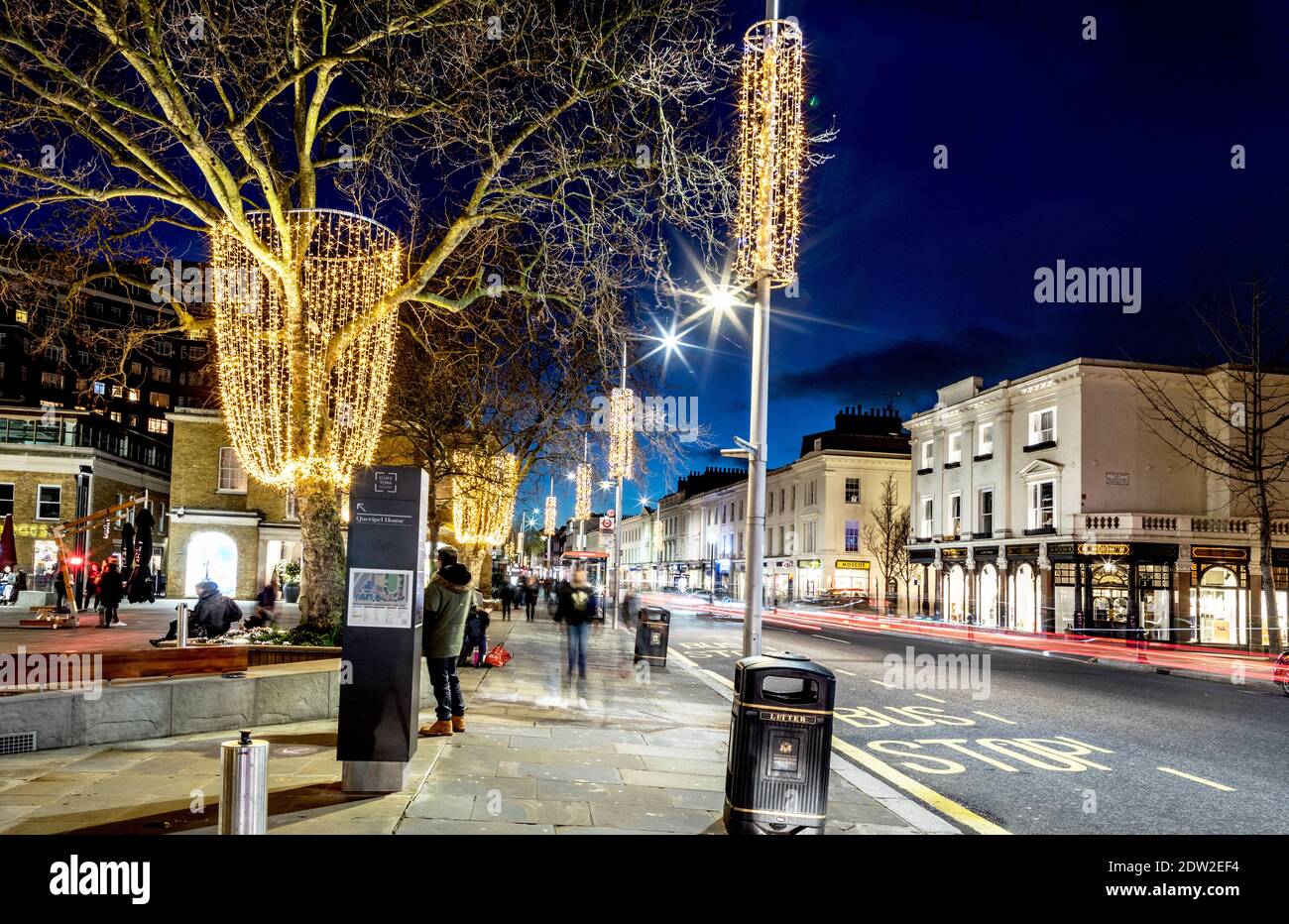 Christmas in The Kings Road at Night London UK Stock Photo