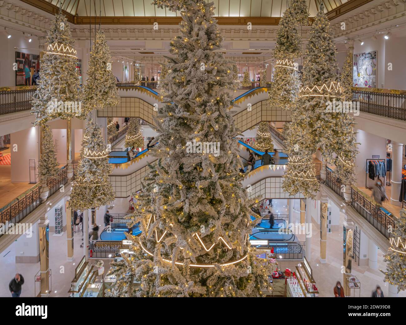 Paris, France - 12 21 2020: The Bon Marché store with its incredible stairs  and Christmas decorations in Covid period Stock Photo - Alamy
