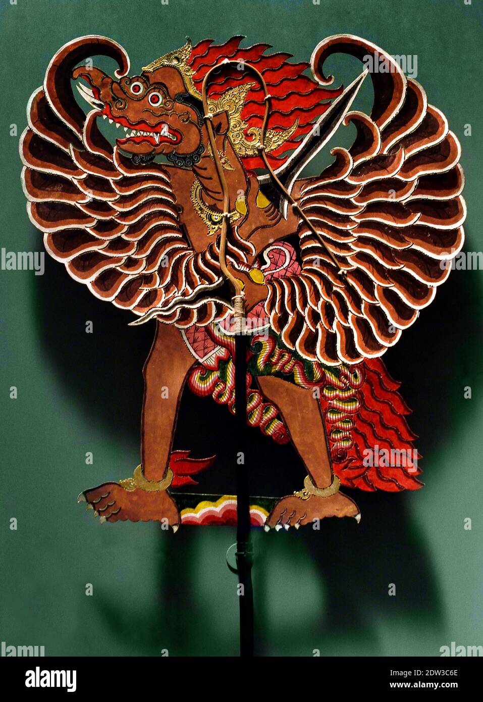 Sun Bird Wayang Puppet of Jatayu from Bandung  West Java  first part 20th Century Shadow Puppet  (Wayang theater from Indonesia and Malaysia. puppet and shadow play, dance and mask play, theater and performance art) Stock Photo