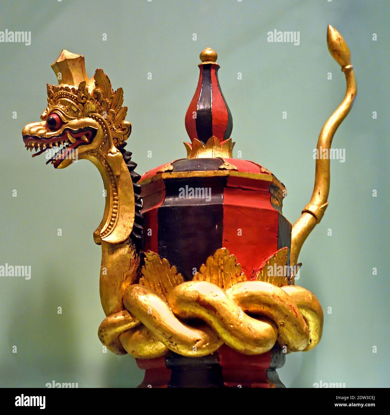 Statue of a Dragon 1st half Alor People 19th Century Alor islands  (Snakes and crocodiles were worshiped on Alor, Images like these snake figures stood on a ceremonial dance floor and protected against disease, evil spirits, Indonesia. Stock Photo