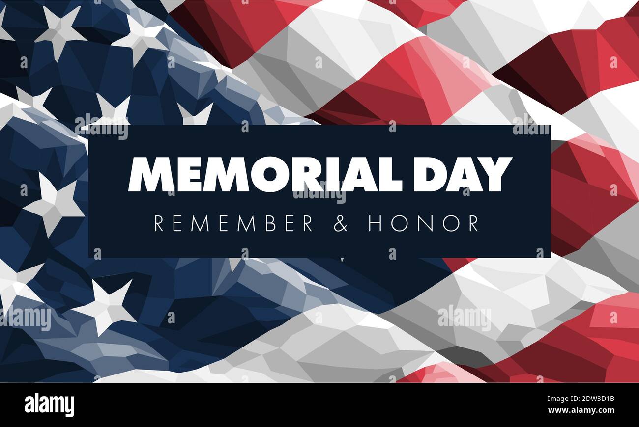 Memorial Day graphic overlay on American Flag Stock Vector
