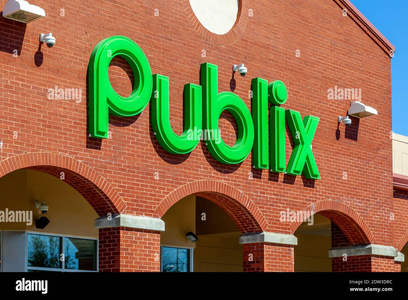 Charleston, South Carolina, USA - February 28, 2020: Close up of Publix Supermarkets sign. Stock Photo