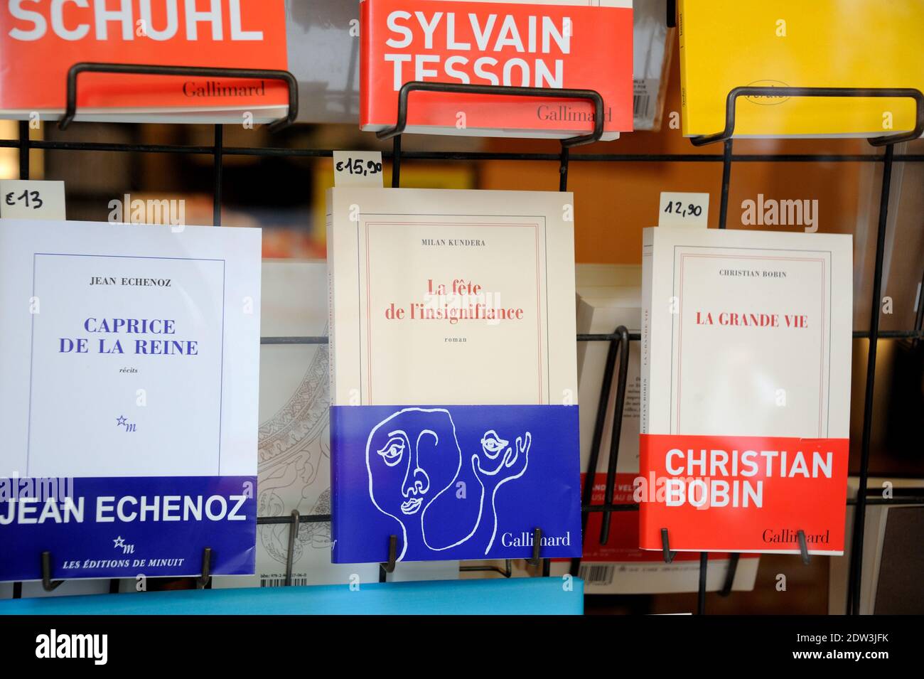 Illustration of the Milan Kundera new book 'La Fete de l'Insignifiance' in Paris, France on April 03, 2014. Photo by Alban Wyters/ABACAPRESS.COM Stock Photo