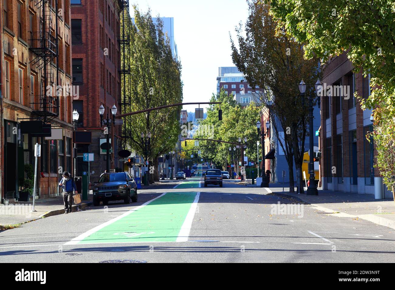 The streets of Portland: SW Harvey Milk Street Stock Photo