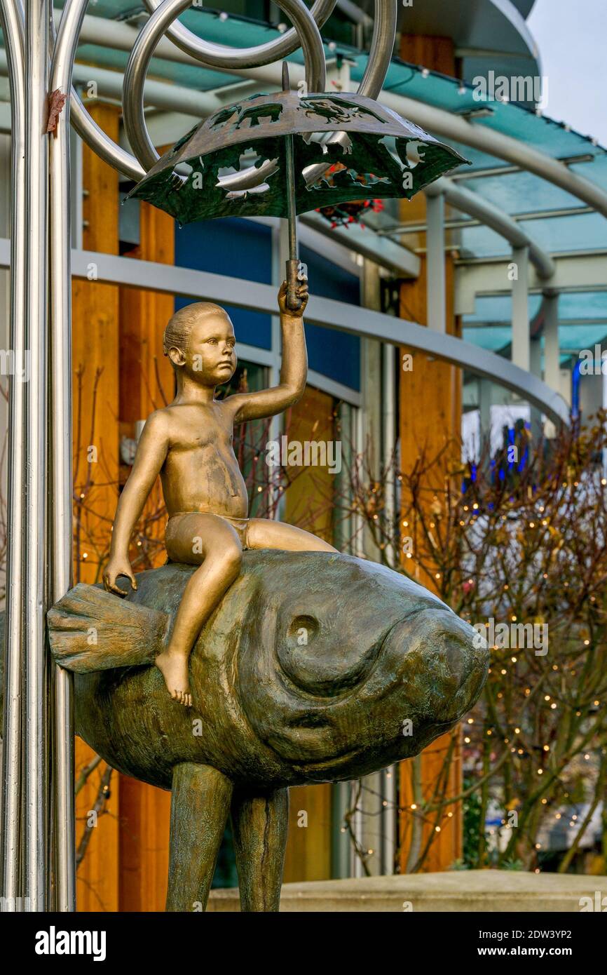 Detail, Sculpture called The Life Protector by artist Casto Solano,  Edgemont Village, North Vancouver, British Columbia, Canada Stock Photo -  Alamy