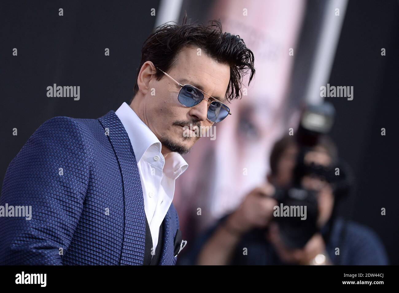 Johnny Depp attends the premiere of Warner Bros. Pictures Transcendence at Regency Village Theatre in Los Angeles, CA, USA, on April 10, 2014. Photo by Lionel Hahn/ABACAPRESS.COM Stock Photo