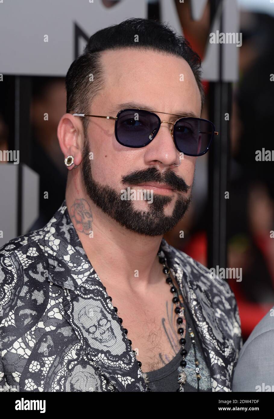AJ McLean of Backstreet Boys attends the 2014 MTV Movie Awards at the Nokia Theater in Los Angeles, CA, USA, on April 13, 2014. Photo by Lionel Hahn/ Stock Photo - Alamy AJ McLean of Backstreet Boys attends the 2014 MTV Movie Awards at the Nokia Theater in Los Angeles, CA, USA, on April 13, 2014. Photo by Lionel Hahn/ Stock Photo - Alamy